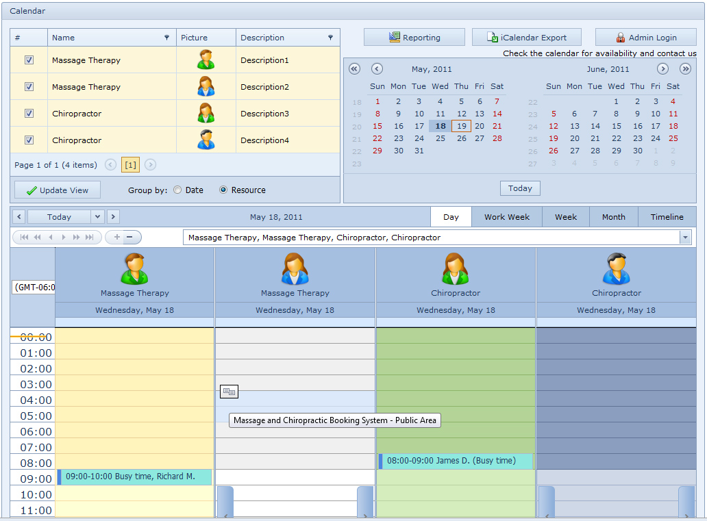 Click to view Massage and Chiropractic Booking System 4.1 screenshot