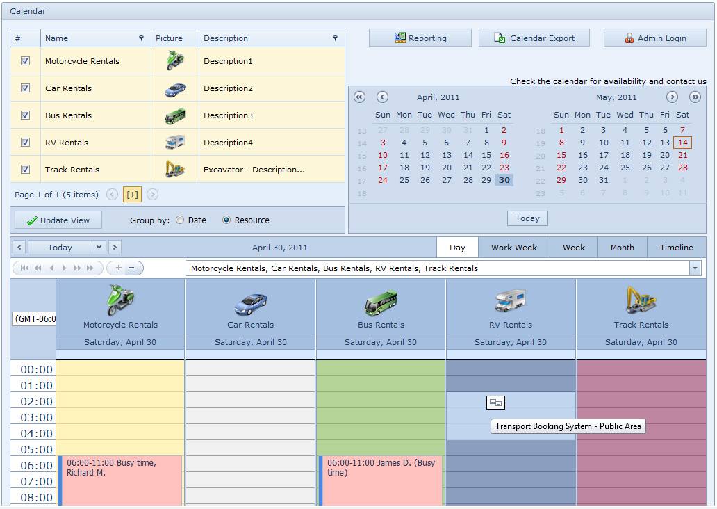 Transport Booking System for Workgroup software